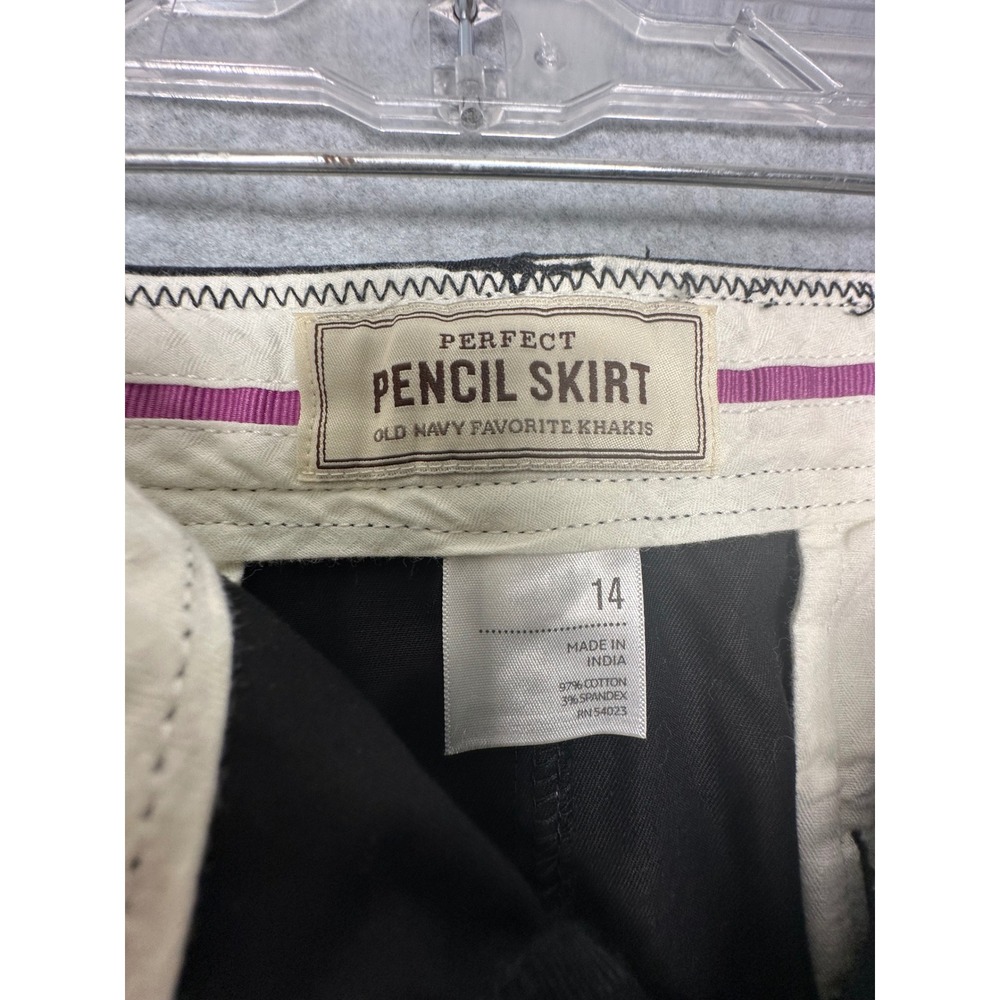 NWT Old Navy Perfect Pencil Skirt Black Cotton Blend Womens Size 14